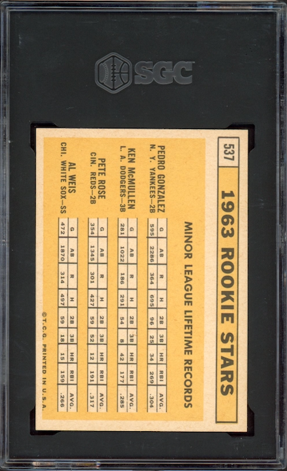 1963 Topps #537 1963 Rookie Stars Pete Rose ROOKIE SGC MINT 9