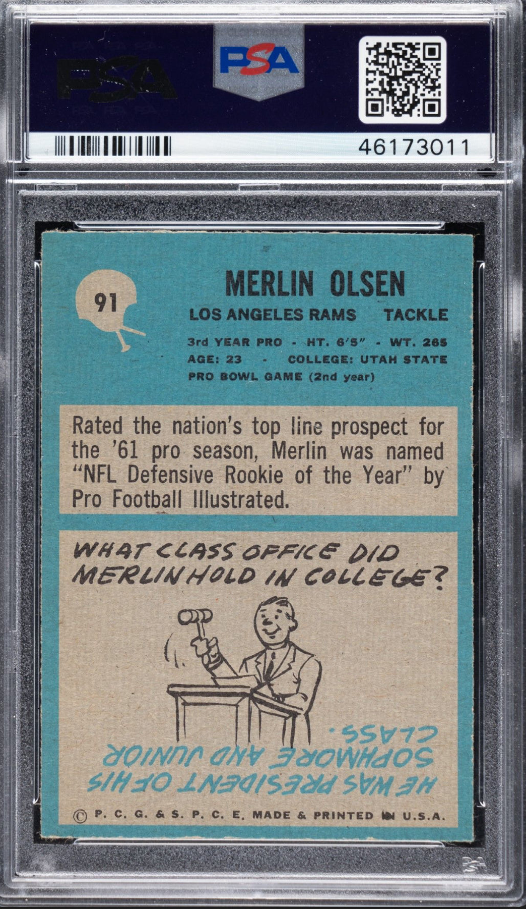 1964 Philadelphia #91 Merlin Olsen PSA 9