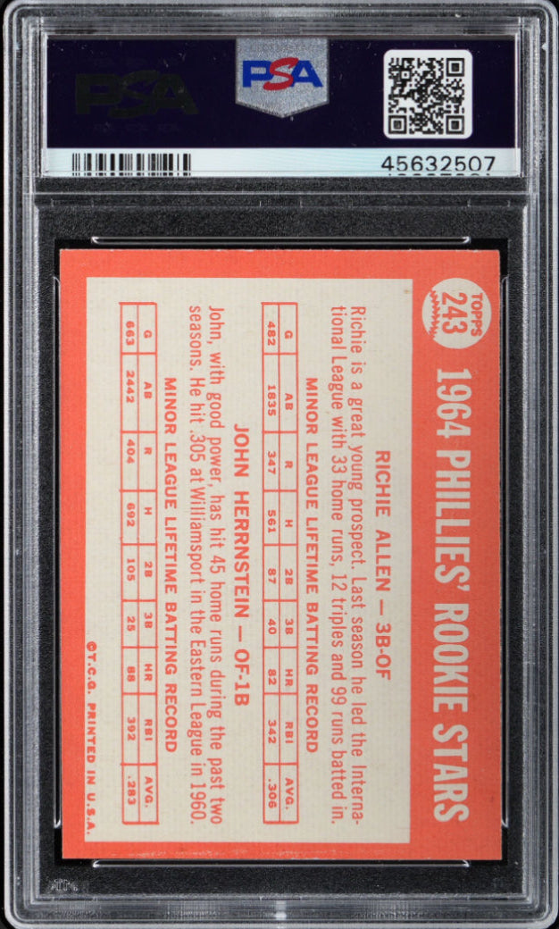 1964 Topps #243 Phillies Rookies PSA MINT 9