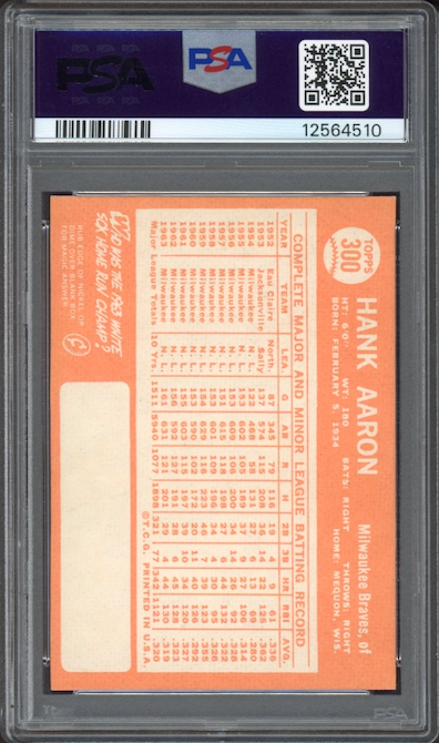 1964 Topps #300 Hank Aaron PSA NM-MT 8