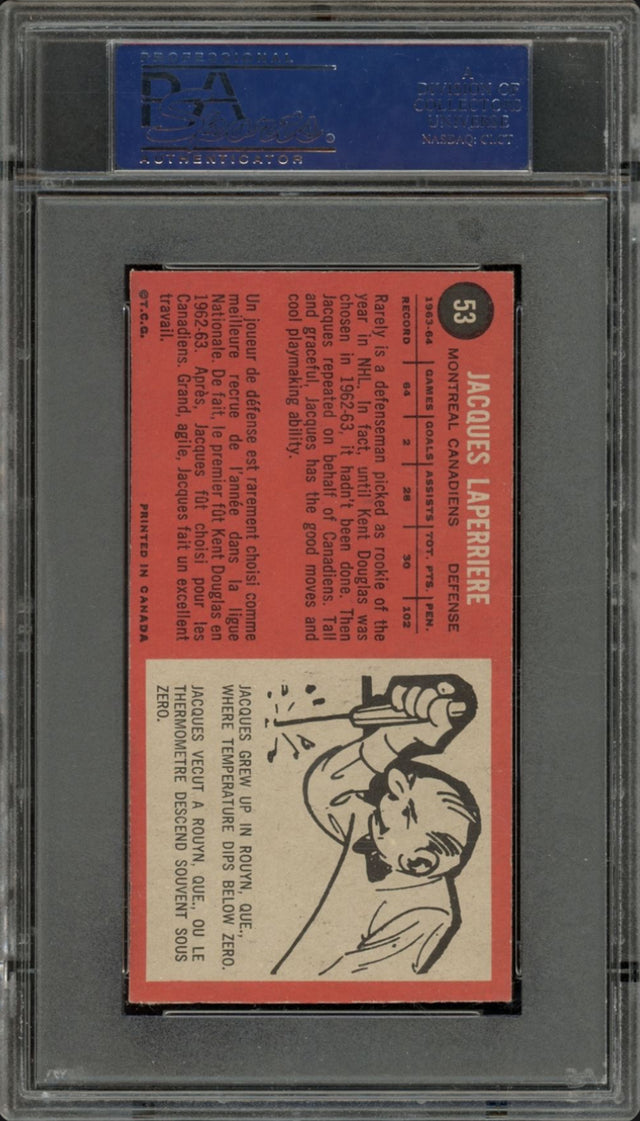 1964 Topps #53 Jacques Laperriere PSA 8