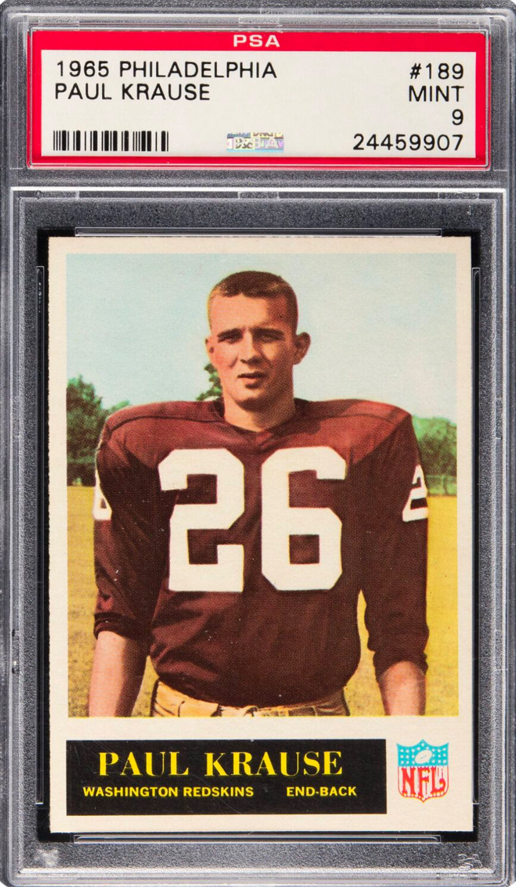 1965 Philadelphia #189 Paul Krause PSA 9