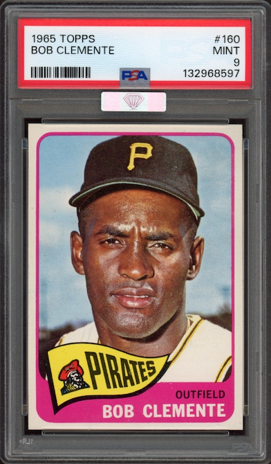 1965 Topps #160 Bob (Roberto) Clemente PSA MINT 9 (MBA Silver)