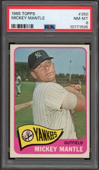 1965 Topps #350 Mickey Mantle PSA NM-MT 8