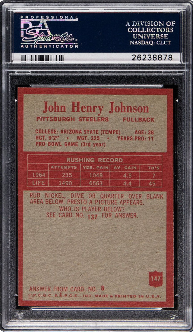 1965 Philadelphia #147 John H. Johnson PSA MINT 9