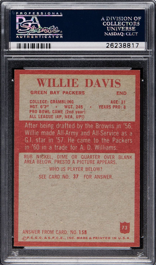 1965 Philadelphia #73 Willie Davis PSA MINT 9