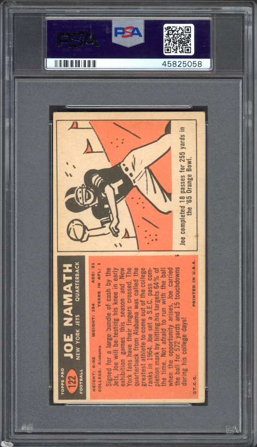 1965 Topps #122 Joe Namath ROOKIE PSA VG 3