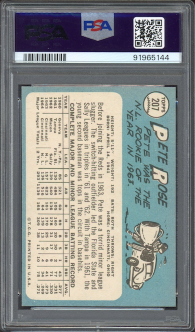 1965 Topps #207 Pete Rose PSA NM-MT 8