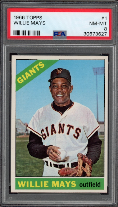 1966 Topps #1 Willie Mays PSA NM-MT 8