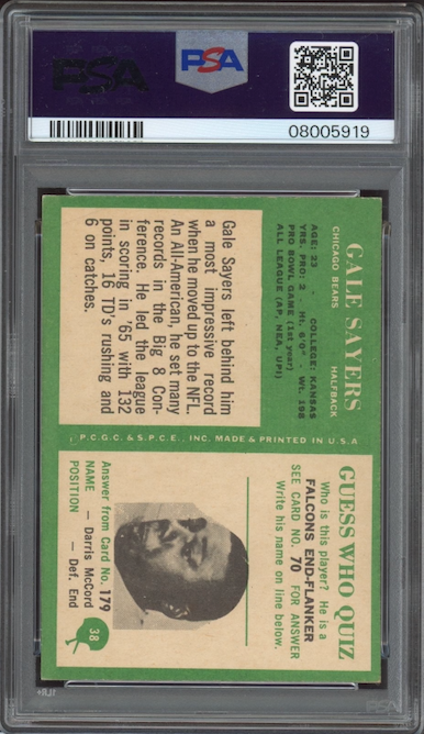 1966 Philadelphia #38 Gale Sayers ROOKIE PSA NM-MT 8