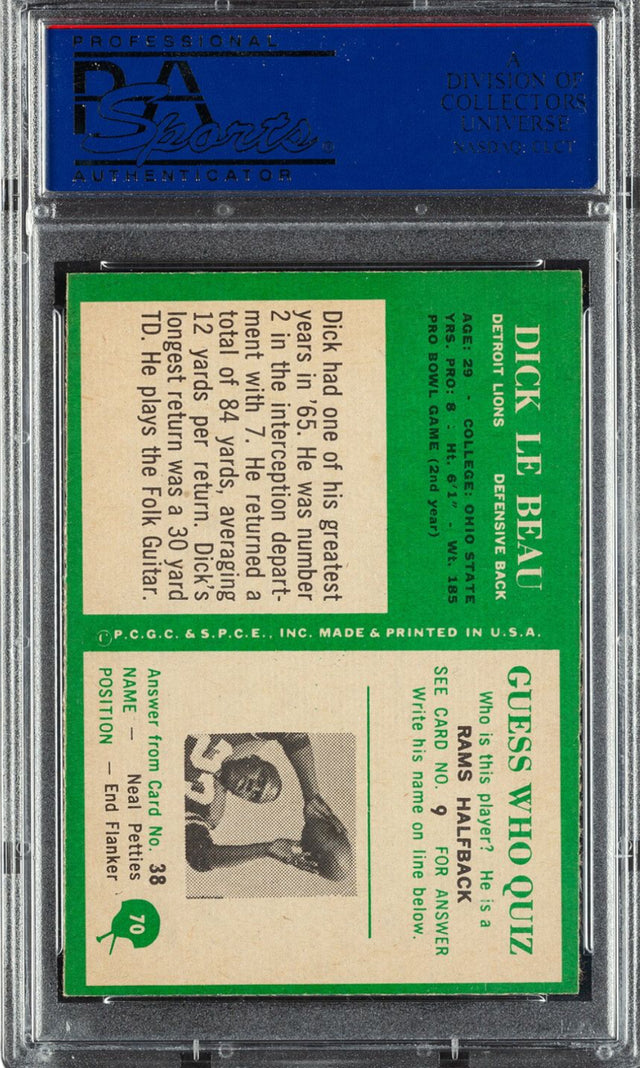1966 Philadelphia #70 Dick Lebeau PSA NM-MT 8