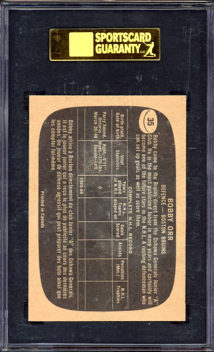 1966 Topps #35 Bobby Orr ROOKIE SGC EX-NM 80