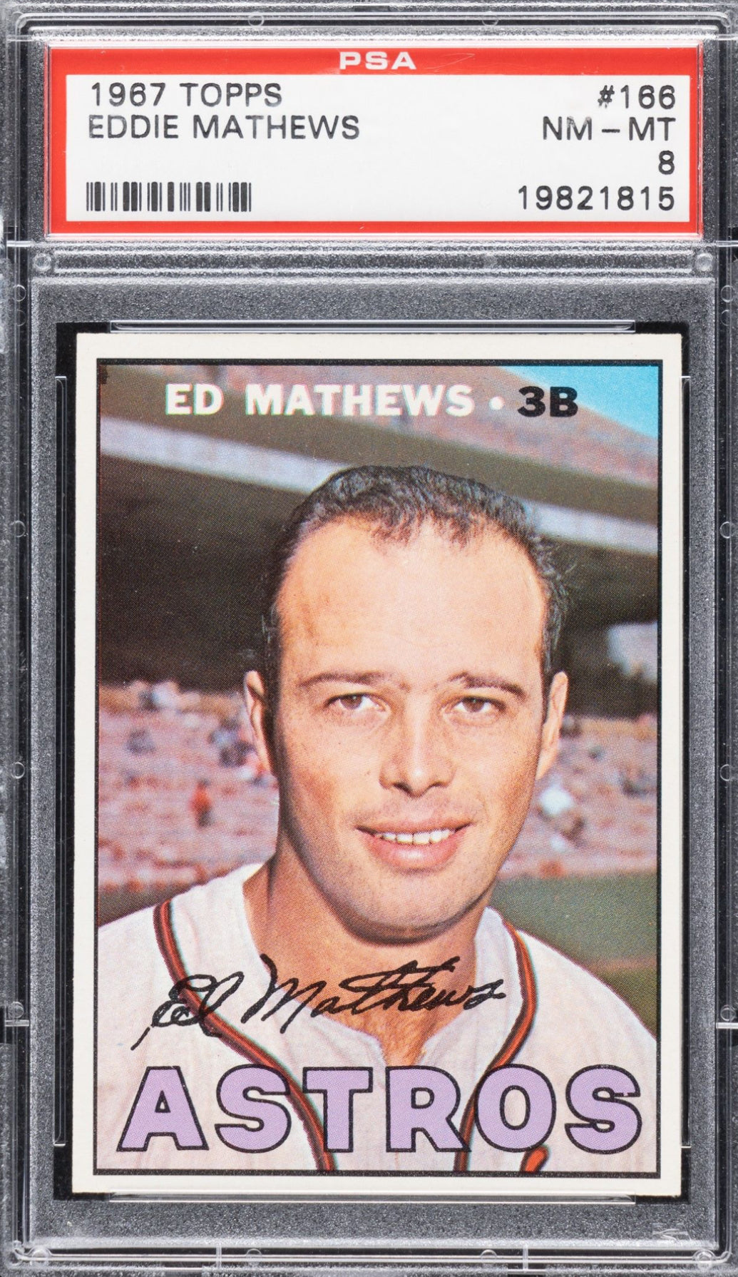 1967 Topps #166 Eddie Matthews PSA 8