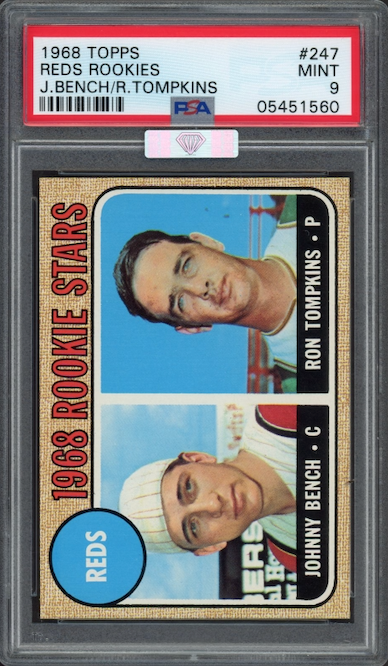 1968 Topps #247 Reds Rookies Johnny Bench ROOKIE PSA MINT 9