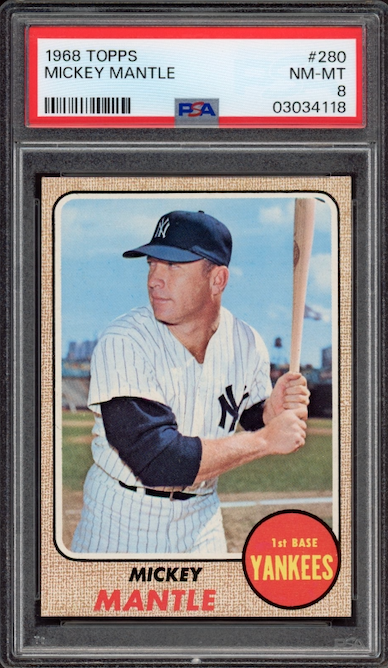 1968 Topps #280 Mickey Mantle PSA NM-MT 8