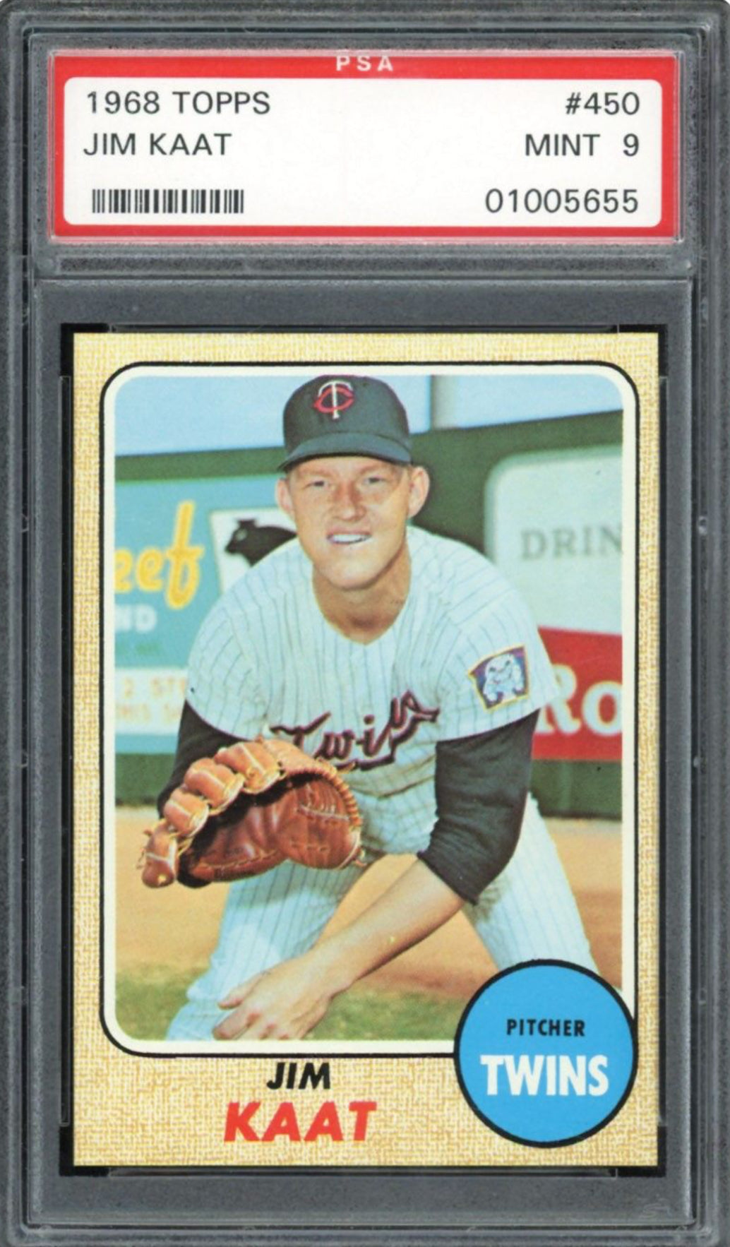 1968 Topps #450 Jim Kaat PSA 9