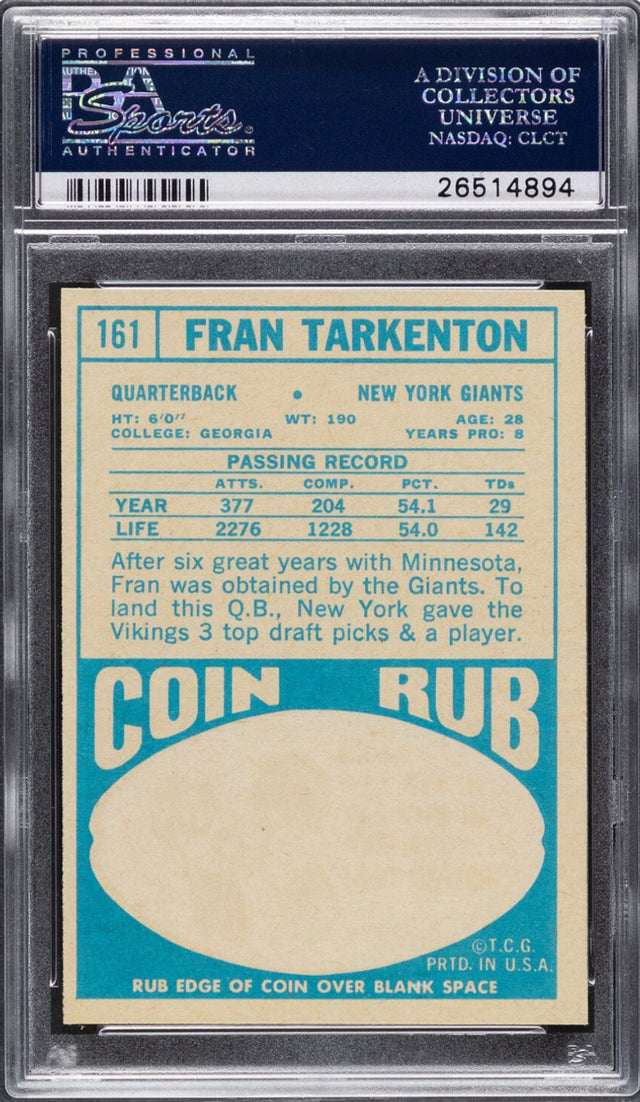 1968 Topps #161 Fran Tarkenton PSA 9