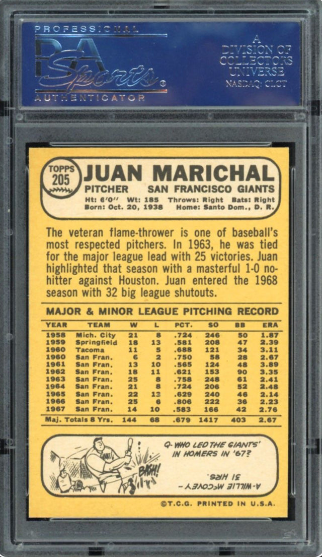 1968 Topps #205 Juan Marichal PSA 9