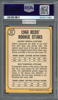 1968 Topps #247 Reds Rookies Johnny Bench ROOKIE PSA MINT 9