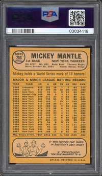 1968 Topps #280 Mickey Mantle PSA NM-MT 8