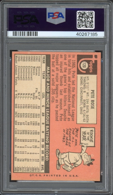 1969 Topps #120 Pete Rose PSA NM-MT 8