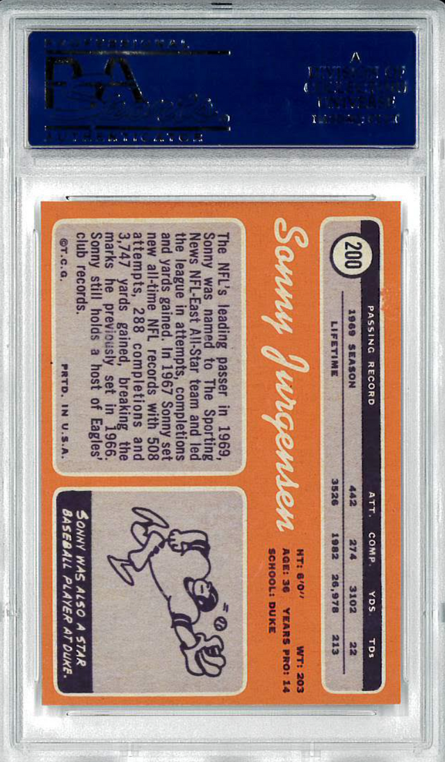 1970 Topps #200 Sonny Jurgensen PSA MINT 9