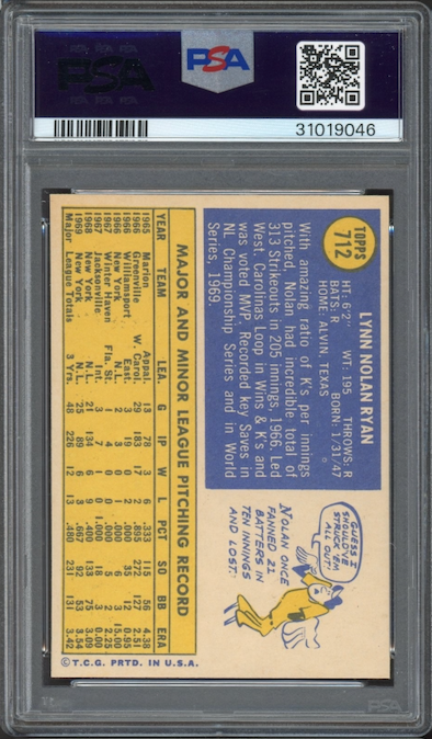 1970 Topps #712 Nolan Ryan PSA NM-MT 8