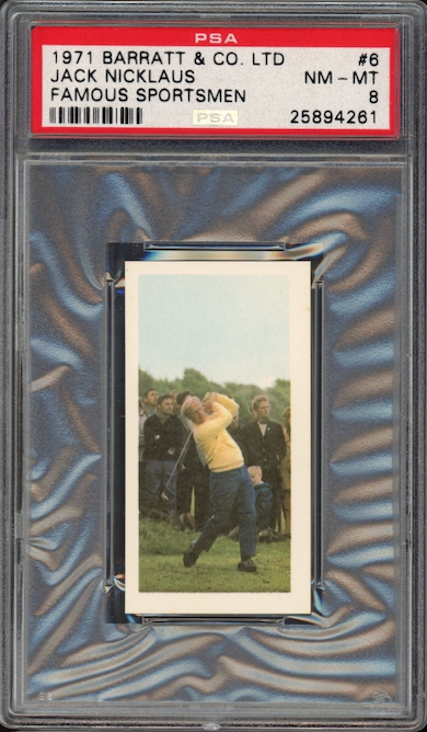 1971 Barratt & CO. LTD #6 Jack Nicklaus ROOKIE Famous Sportsmen PSA NM-MT 8
