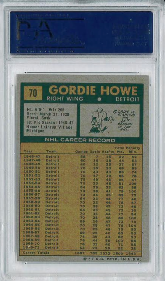 1971 Topps #70 Gordie Howe PSA 9