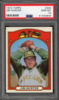 1972 Topps #330 Jim Hunter PSA GEM MINT 10