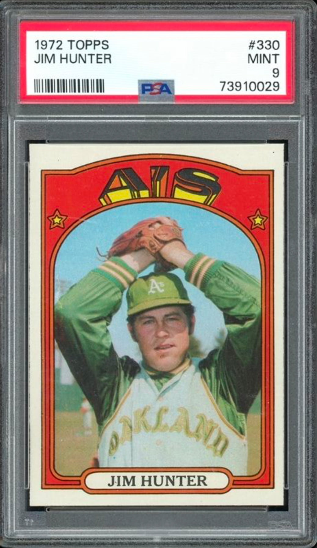 1972 Topps #330 Jim Hunter PSA 9