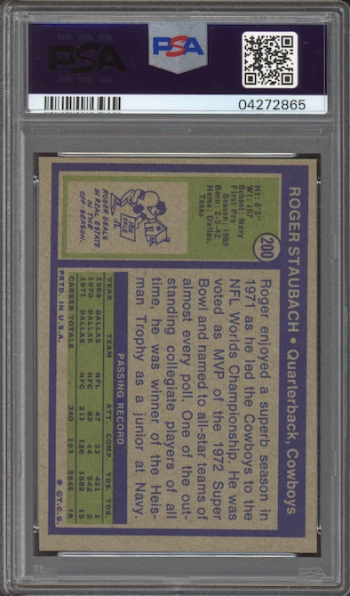 1972 Topps #200 Roger Staubach ROOKIE PSA NM-MT 8