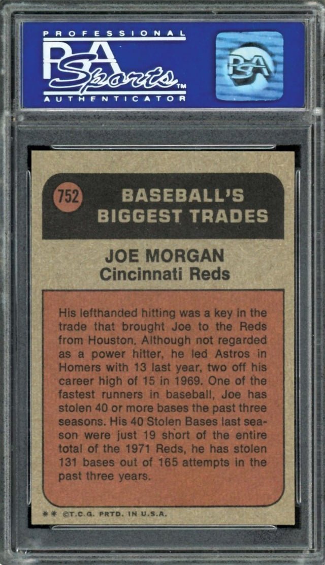 1972 Topps #752 Topps Traded Joe Morgan PSA 9