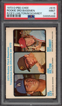 1973 O-Pee-Chee #615 Rookie 3rd Basemen Mike Schmidt ROOKIE PSA MINT 9