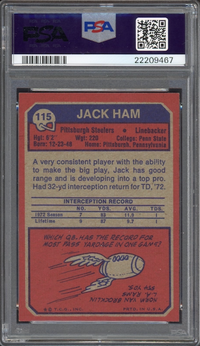 1973 Topps #115 Jack Ham ROOKIE PSA MINT 9