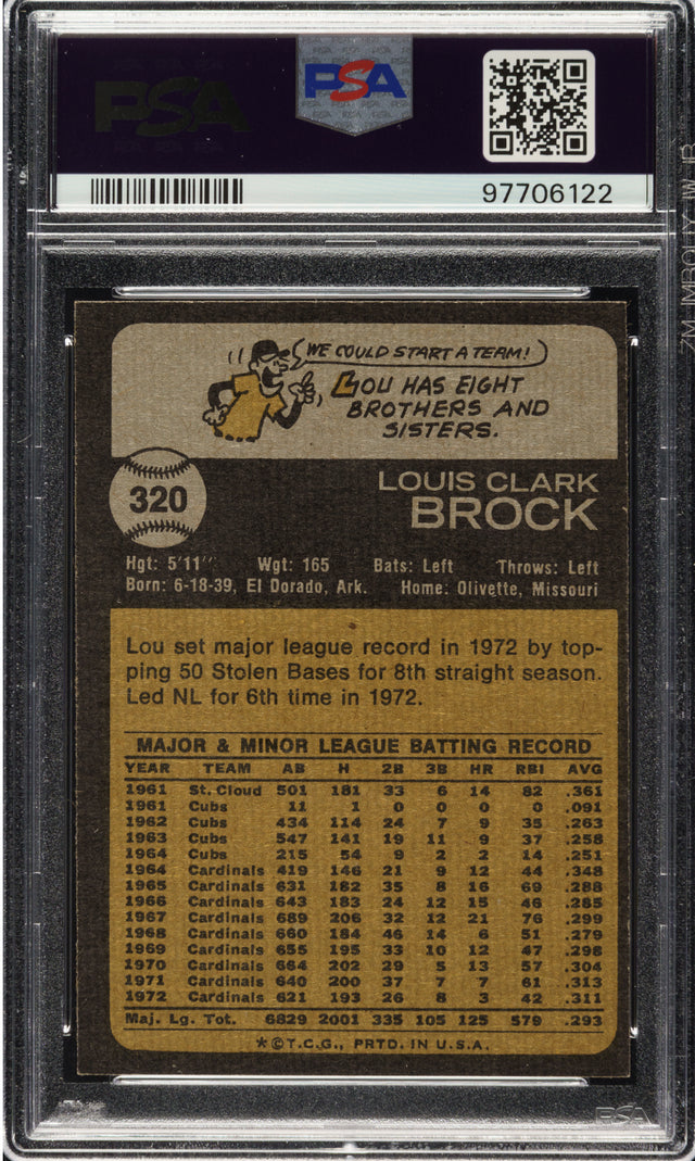 1973 Topps #320 Lou Brock PSA 9