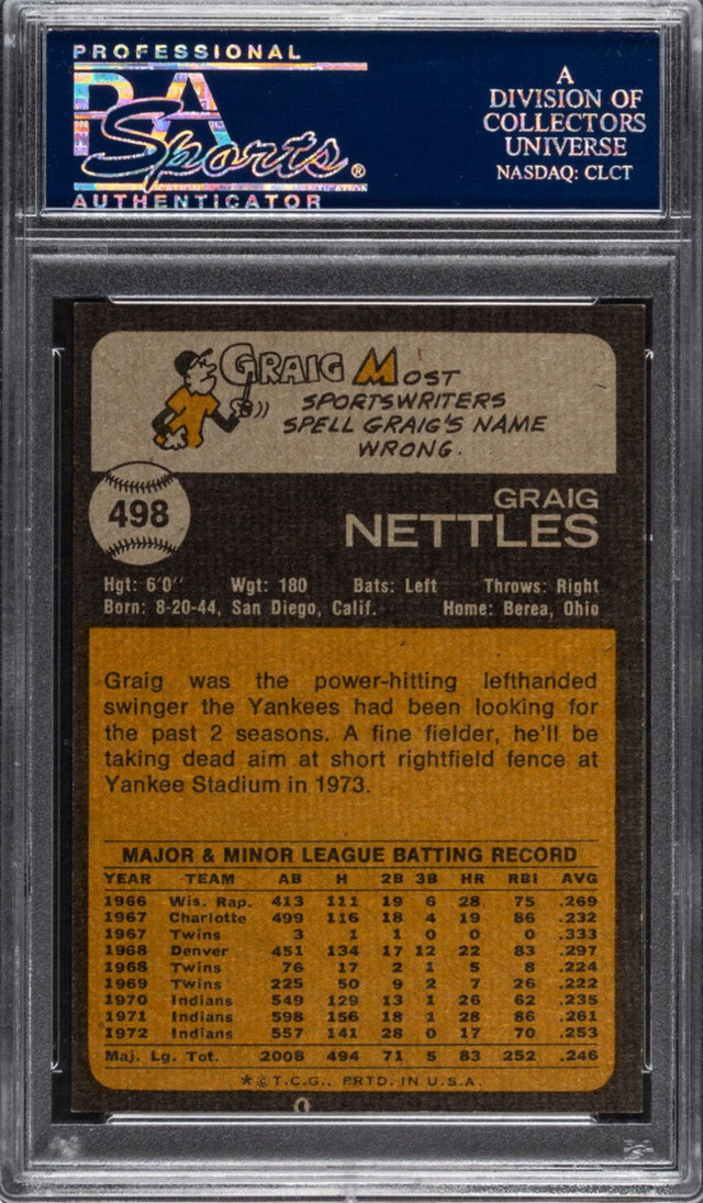 1973 Topps #498 Graig Nettles PSA MINT 9