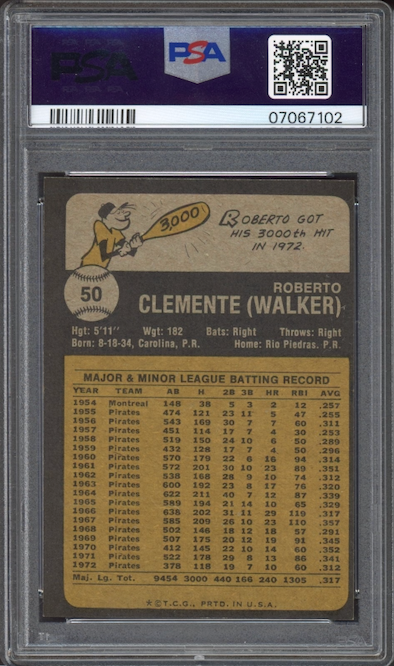 1973 Topps #50 Roberto Clemente PSA MINT 9