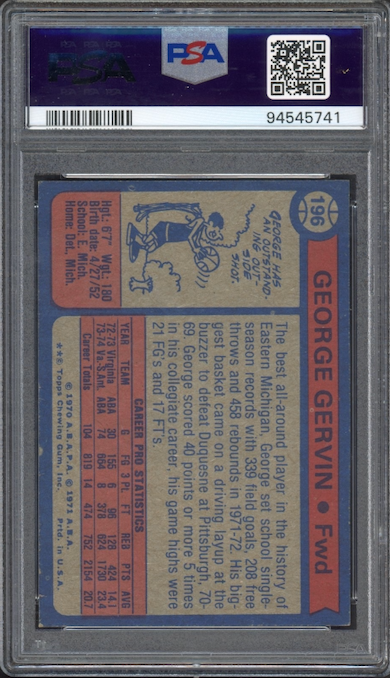 1974 Topps #196 George Gervin PSA NM 7