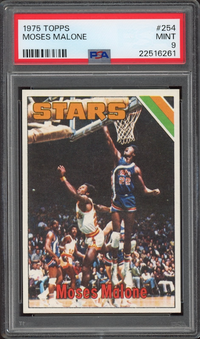 1975 Topps #254 Moses Malone ROOKIE PSA MINT 9