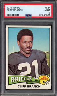 1975 Topps #524 Cliff Branch ROOKIE PSA MINT 9