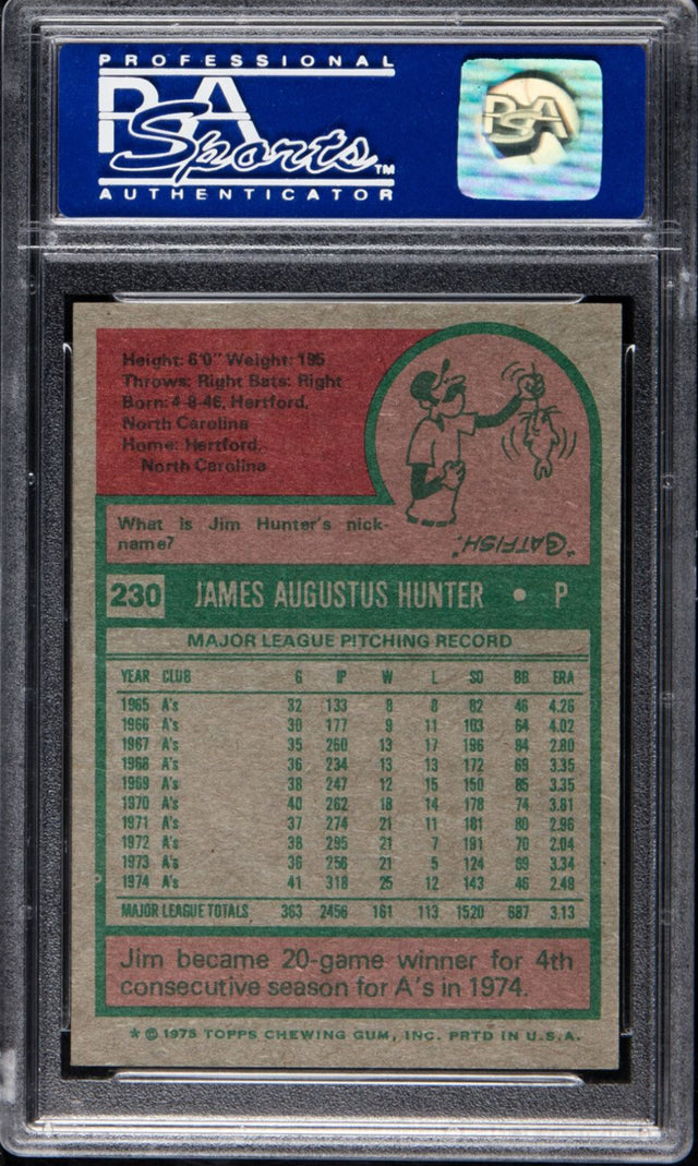 1975 Topps #230 Jim Hunter PSA 9