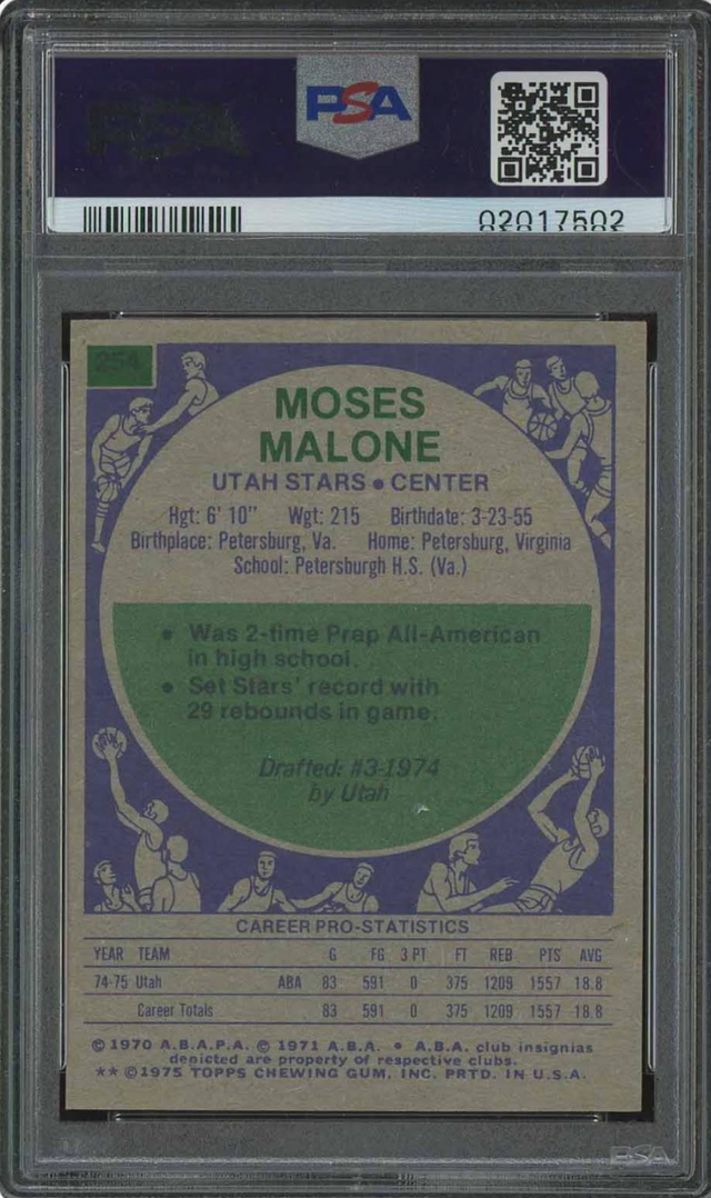 1975 Topps #254 Moses Malone PSA 10