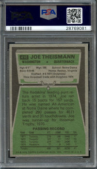 1975 Topps #416 Joe Theismann ROOKIE PSA MINT 9
