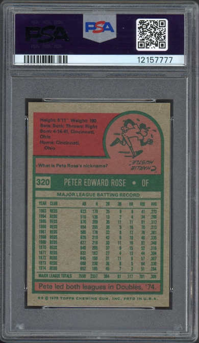 1975 Topps Mini #320 Pete Rose PSA MINT 9