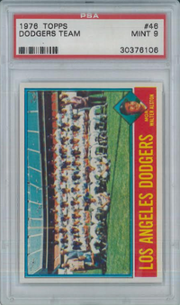 1976 Topps #46 Dodgers Team PSA 9