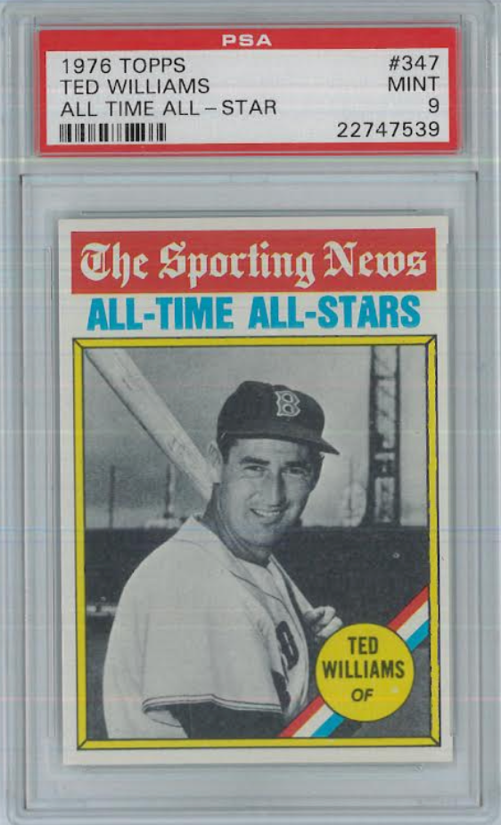 1976 Topps All Time All-Star #347 Ted Williams PSA 8