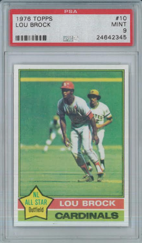 1976 Topps #10 Lou Brock PSA 9