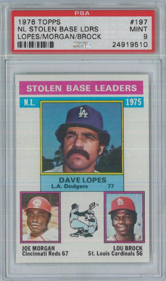 1976 Topps #197 NL Stolen Base Leaders PSA 9