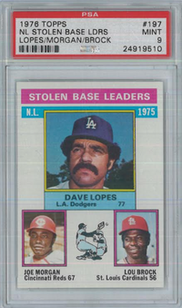 1976 Topps #197 NL Stolen Base Leaders PSA 9